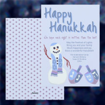 Snowman Dreidels Blue Cute celebra Hanukkah