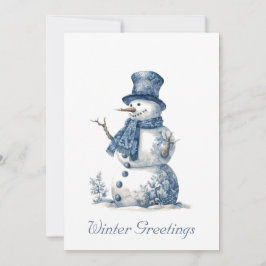 Tarjeta Festiva Snowman en Delft Blue