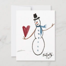 Tarjeta Festiva Snowman en TopHat baila con un feriado del corazón
