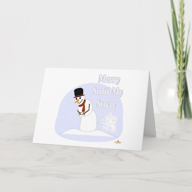 Tarjeta Festiva Snowman Faring Merry Sniff My Snow Blue (Anverso)