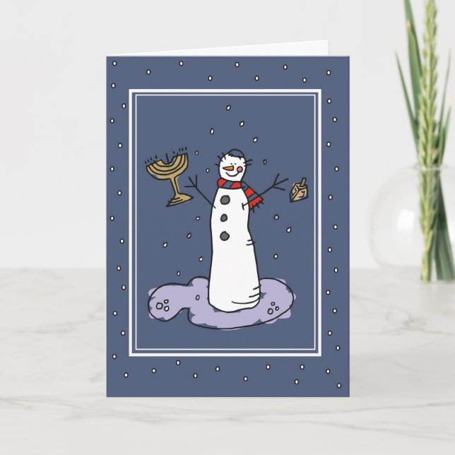 Tarjeta Festiva Snowman Hanukkah (Anverso)