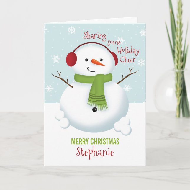 Tarjeta Festiva Snowman Holiday Cheer (Anverso)