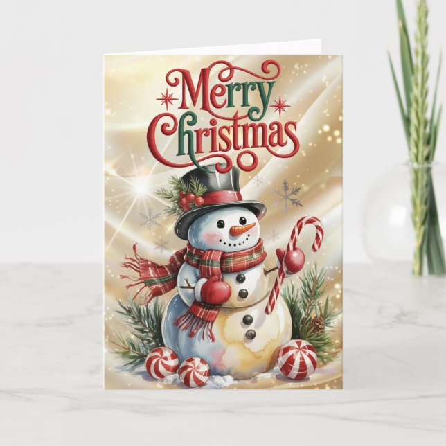 Tarjeta Festiva Snowman in Top Hat Christmas (Anverso)