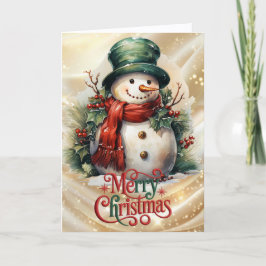 Tarjeta Festiva Snowman in Top Hat Christmas