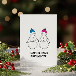 Tarjeta Festiva Snowman Kiss Christmas Card – Cute Holiday Love