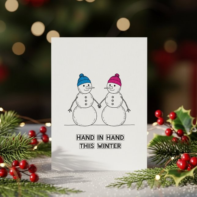 Tarjeta Festiva Snowman Kiss Christmas Card – Cute Holiday Love  (Subido por el creador)