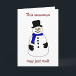 TARJETA FESTIVA SNOWMAN MAY MELT FOR WARM FEELING JUST FOR "YOU"<br><div class="desc">SNOWMAN IN LOVE MAY MELT FOR HIS/HER WARM FEELINGS FOR "YOU" AT CHRISTMAS IS A GREAT WAY TO PROCLAIM YOUR LOVE AT THE HOLIDAY SEASON.</div>