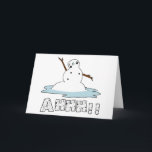 Tarjeta Festiva Snowman Melting<br><div class="desc">Disfruta de este divertido y entretenido producto de fusión de snowman relacionado con el invierno que cualquiera puede disfrutar!</div>