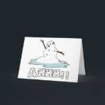 Tarjeta Festiva Snowman Melting<br><div class="desc">Disfruta de este divertido y entretenido producto de fusión de snowman relacionado con el invierno que cualquiera puede disfrutar!</div>