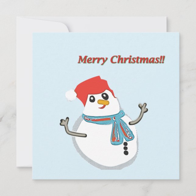 Tarjeta Festiva Snowman, Merry Christmas!! (Anverso)