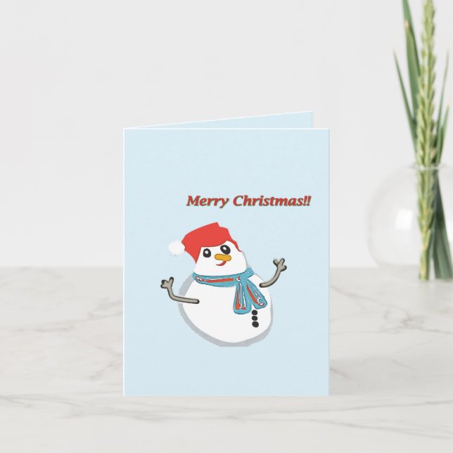 Tarjeta Festiva Snowman, Merry Christmas!! (Anverso)