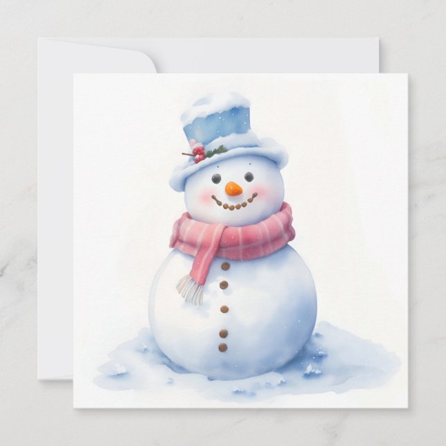 Tarjeta Festiva Snowman Merry Christmas Card (Anverso)