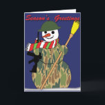 Tarjeta Festiva Snowman militar<br><div class="desc">Incluso el muñeco de nieve necesita su camo.</div>