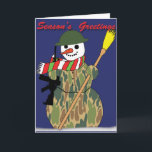Tarjeta Festiva Snowman militar<br><div class="desc">Incluso el muñeco de nieve necesita su camo.</div>