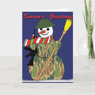 Tarjeta Festiva Snowman militar