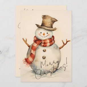 Tarjeta Festiva Snowman minimalista