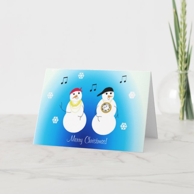 Tarjeta Festiva Snowman Rappers (Anverso)