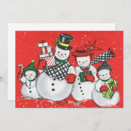Tarjeta Festiva snowman retro vintage