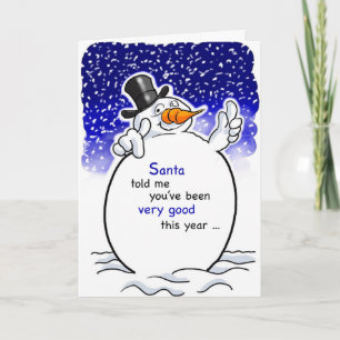 Tarjeta Festiva Snowman, Santa Humor, Navidades