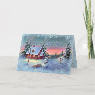 TARJETA FESTIVA SNOWMAN & SNOWFLAKES DE SHARON SHARPE