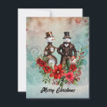 Tarjeta Festiva snowman steampunk y snowpunk<br><div class="desc">Lo que podría ser más romántico que un muñeco de nieve de vapor y una muñeca de vapor en un paisaje invernal</div>