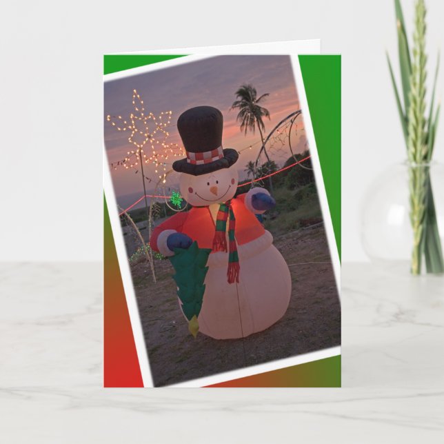 Tarjeta Festiva Snowman tropical (Anverso)