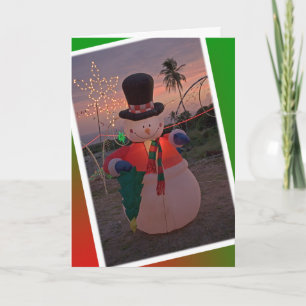 Tarjeta Festiva Snowman tropical