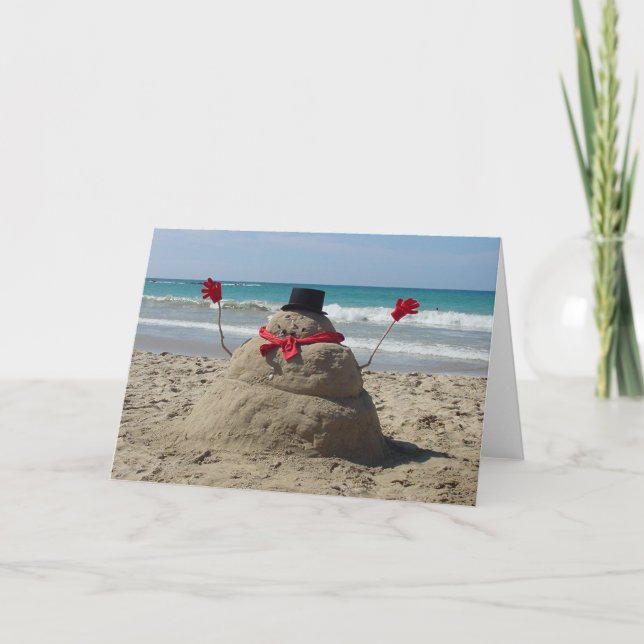 Tarjeta Festiva Snowman tropical (Anverso)