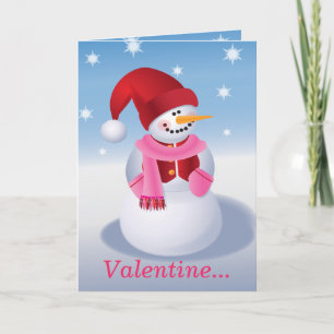 Tarjeta Festiva Snowman Valentine