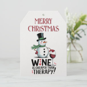 Tarjeta Festiva Snowman Wine cita a Navidades de invierno