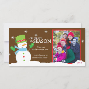 Tarjeta Festiva Snowman Winter Holiday Christmas Photo Card 8x4