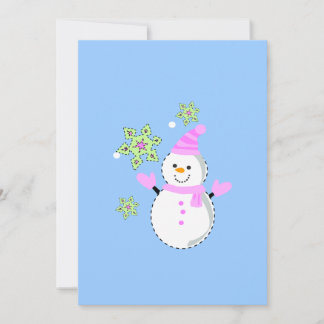 Tarjeta Festiva Snowman y copos de nieve pantalla pequeña