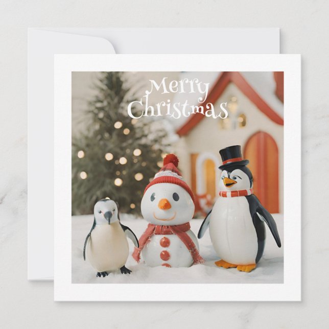 Tarjeta Festiva Snowman y los Navidades de Novedad de los Personal (Anverso)