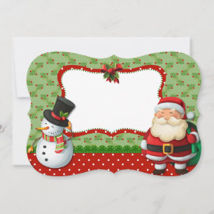 Tarjeta Festiva Snowman y Santa Claus