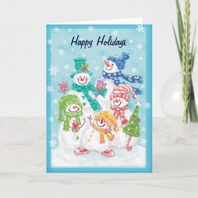 Tarjeta Festiva Snowmen (Anverso)