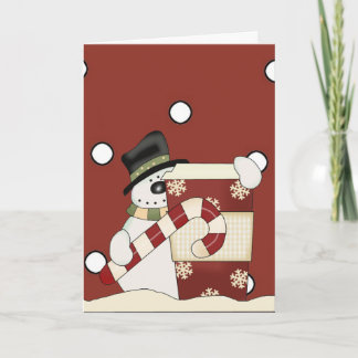 Tarjeta Festiva Snowmen con café