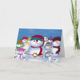 Tarjeta Festiva Snowmen lindo y caprichoso