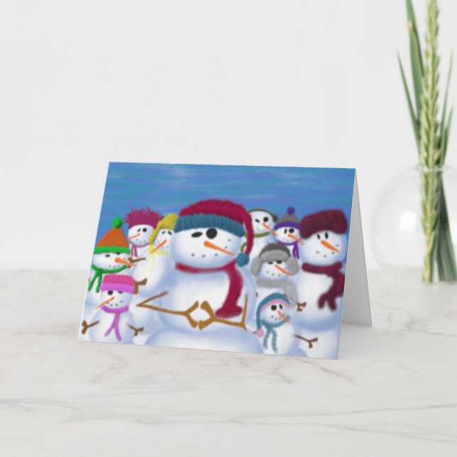 Tarjeta Festiva Snowmen lindo y caprichoso (Anverso)