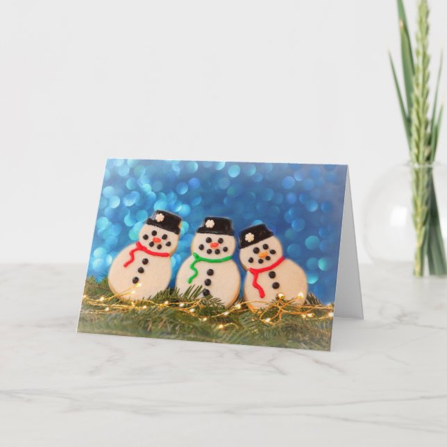 Tarjeta Festiva Snowmen Sugar Cookie Christmas (Anverso)