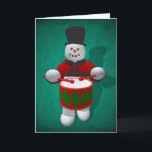 Tarjeta Festiva Snowmen vintage: Drummer<br><div class="desc">Otra encantadora tarjeta Vintage Snowmen para sorprender a tu familia y amigos o invitarlos a un concierto.</div>