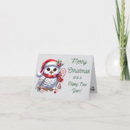 Tarjeta Festiva Snowowley Owl Merry Christmas Happy Year card