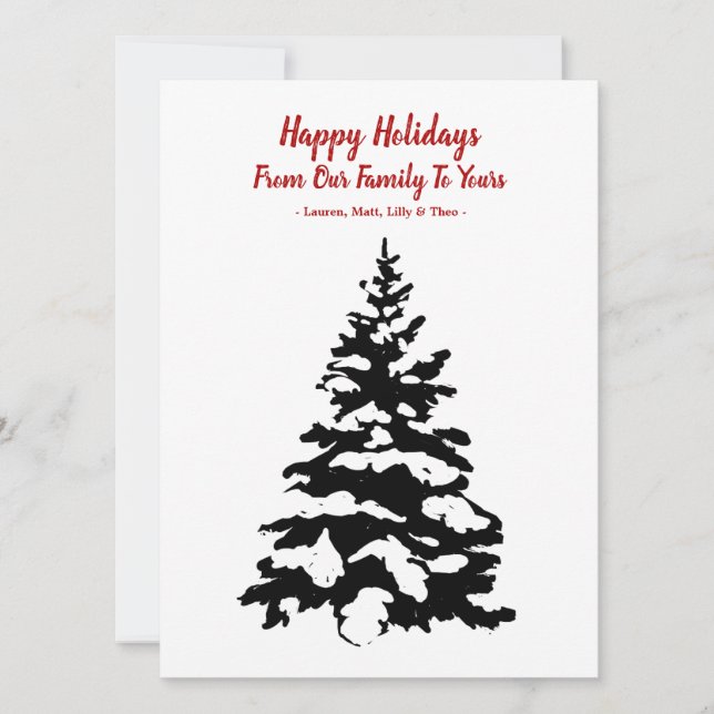 Tarjeta Festiva Snowowley Pine Happy Holiday Card (Anverso)
