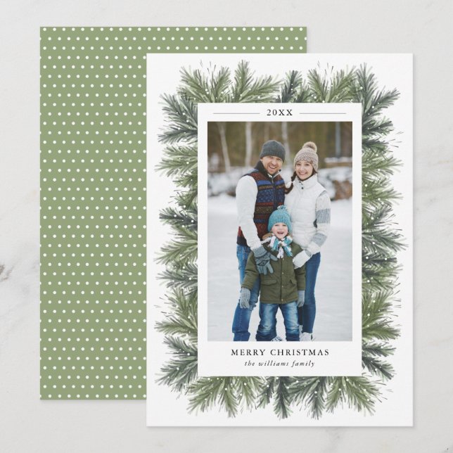 Tarjeta Festiva Snowowley Pines Christmas Photo Card (Anverso / Reverso)