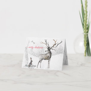 Tarjeta Festiva Snowowley Winter Woodland Reindeer Y Amigos