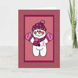Tarjeta Festiva snowwoman rosado de la cinta