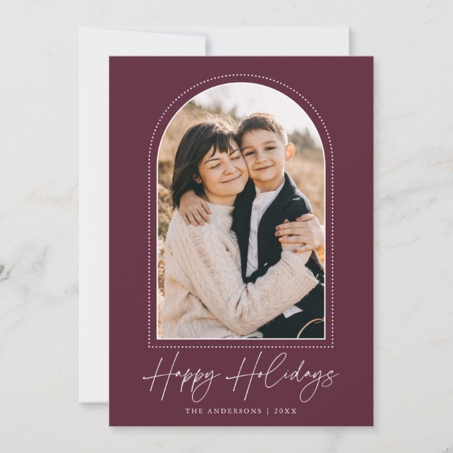 Tarjeta Festiva Snowy Arch Wine Happy Holidays (Anverso)