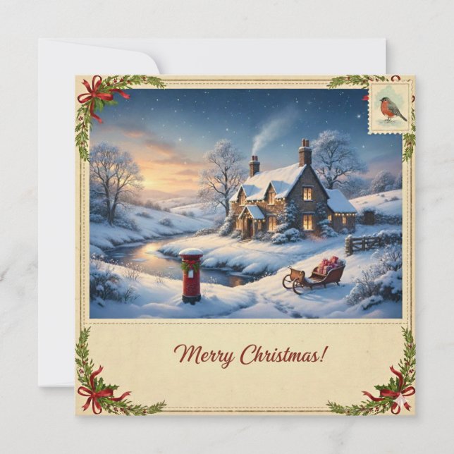 Tarjeta Festiva Snowy Christmas Card II (Anverso)
