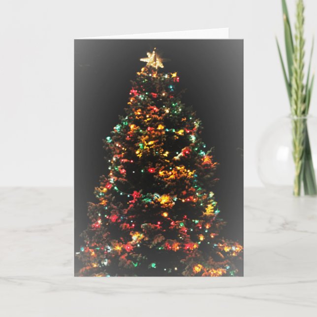 Tarjeta Festiva Snowy Christmas Tree Christmas Card (Anverso)