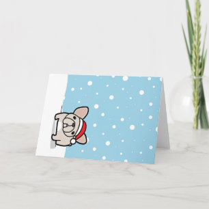 Tarjeta Festiva Snowy Cream Frenchie