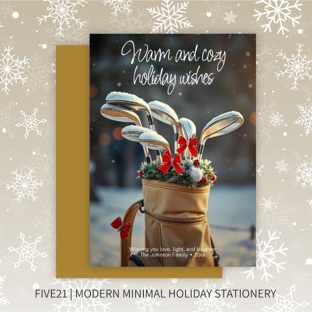 Tarjeta Festiva Snowy Golf Winter Season Wiers ・ Oro (Subido por el creador)